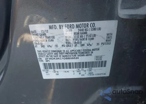 2013 Ford Edge Limited z USA, uszkodzony, nr VIN 2FMDK3KC1DBB59520